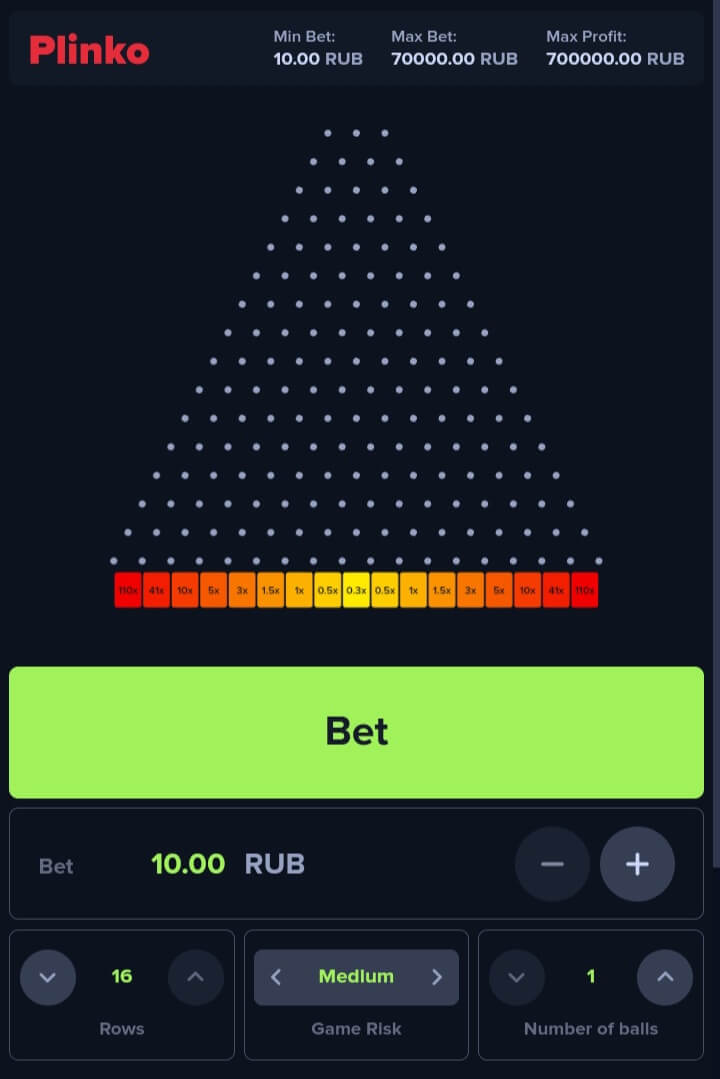 Game Plinko от Stake Original